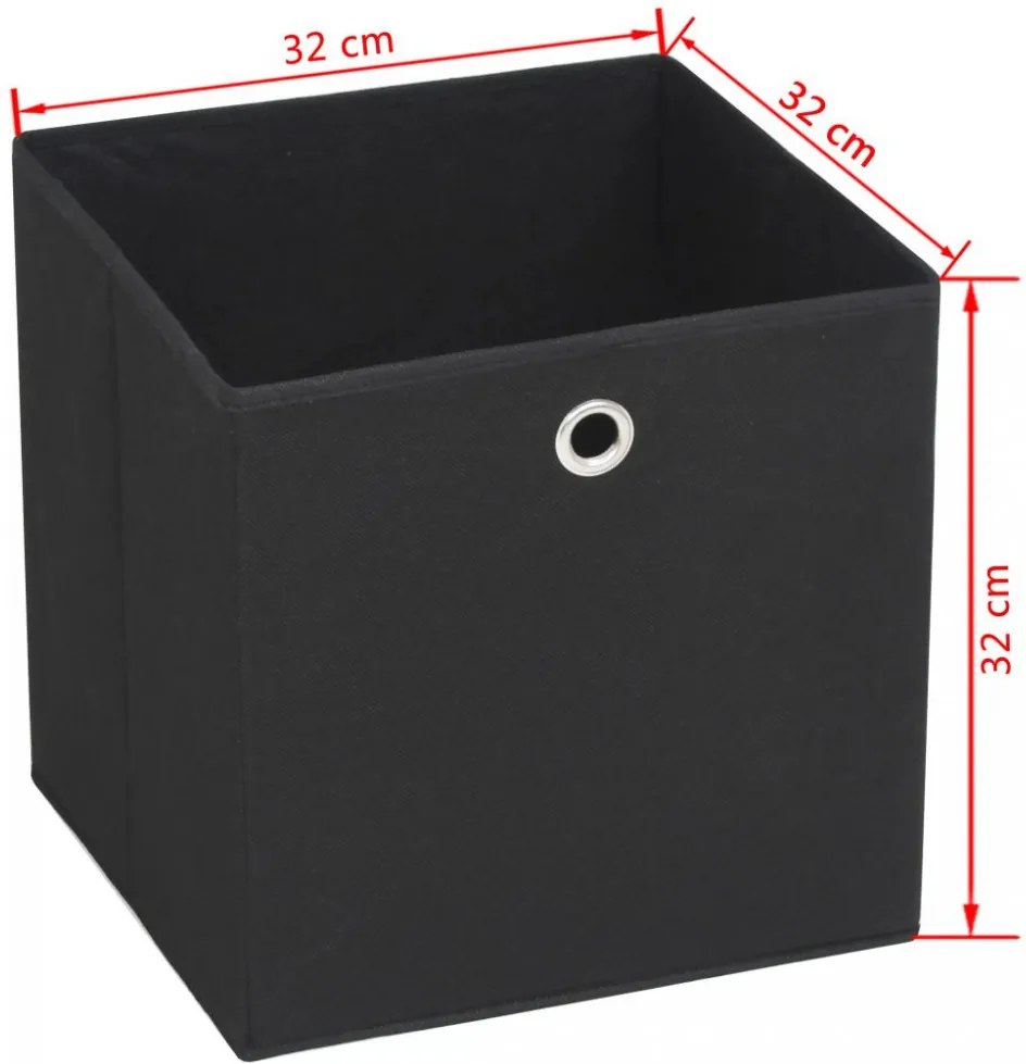 4 db fekete, nem szőtt tárolódoboz 32 x 32 x 32 cm