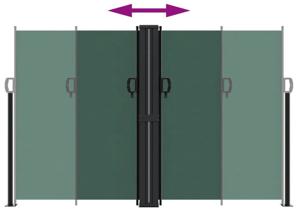 Sötétzöld behúzható oldalsó napellenző 160 x 1200 cm
