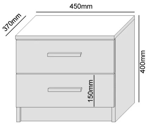Éjjeliszekrény TOD craft tölgy/fekete