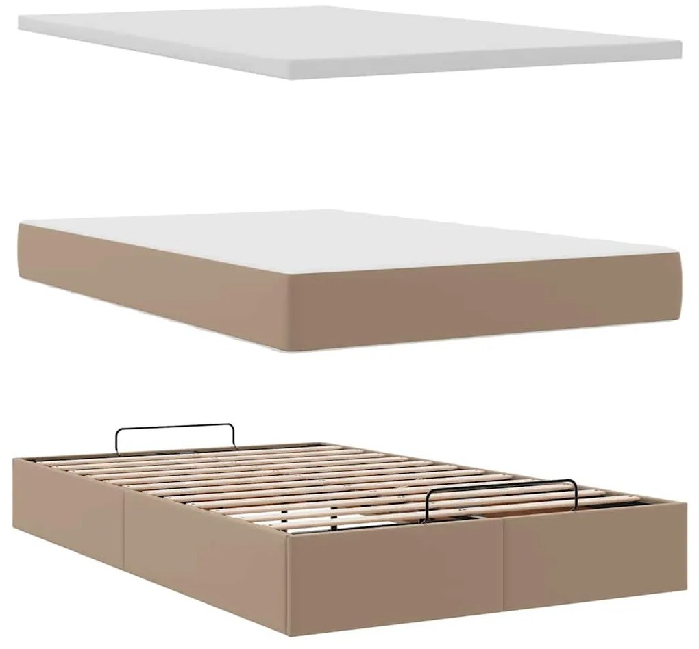 Ottomán ágykeret matraccal Cappucino 120x200cm műbőrrel