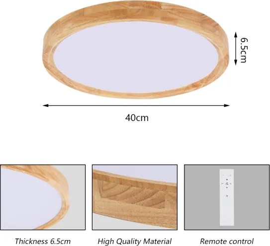 Brilagi - Dimmelhető LED lámpatest WOODROUND LED/30W/230V 3000-6000K átm. 40 cm+távirányító