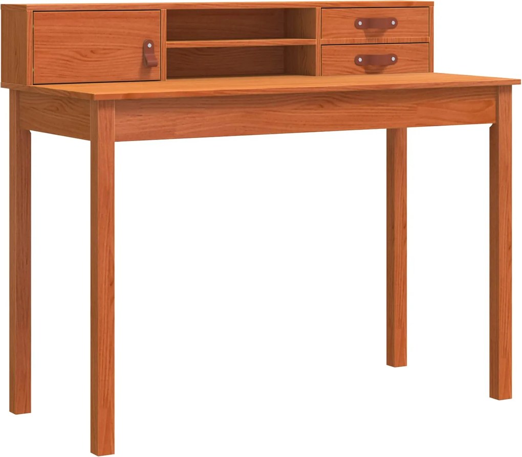 vidaXL Asztal fiókkal Faggyú barna 110 x 50 x 93 cm Szilárd Fenyőfa