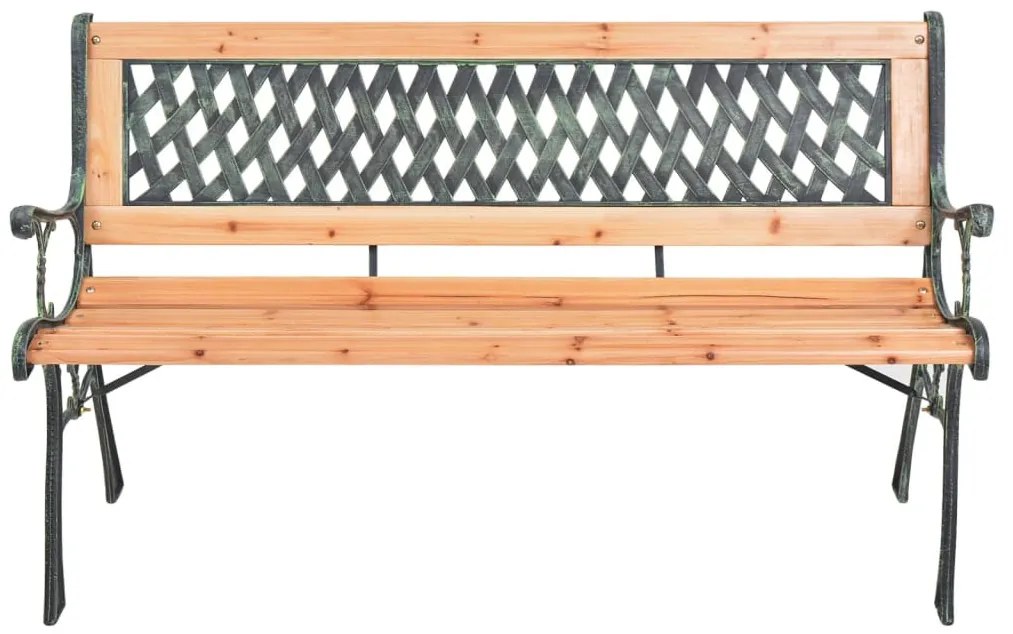 öntöttvas és tömör fenyőfa kerti pad 116 cm