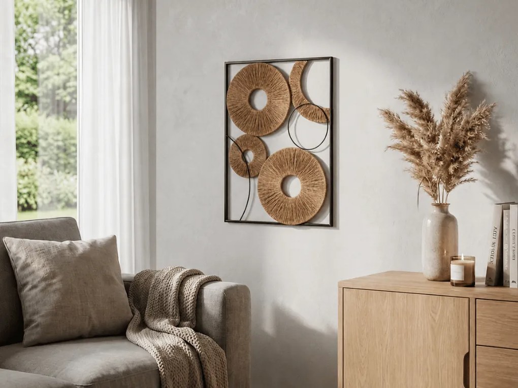 Fali dekoráció CIRCLES fém 48x68 cm, barna