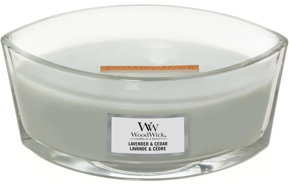 WoodWick Illatosító gyertya hajó Lavender & Cedar, 453 g