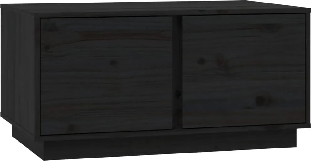 vidaXL fekete tömör fenyőfa dohányzóasztal 80 x 50 x 40 cm