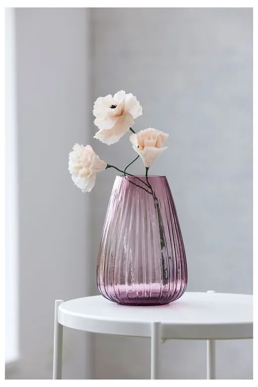 Kusintha rózsaszín üveg váza, magasság 22 cm - Bitz