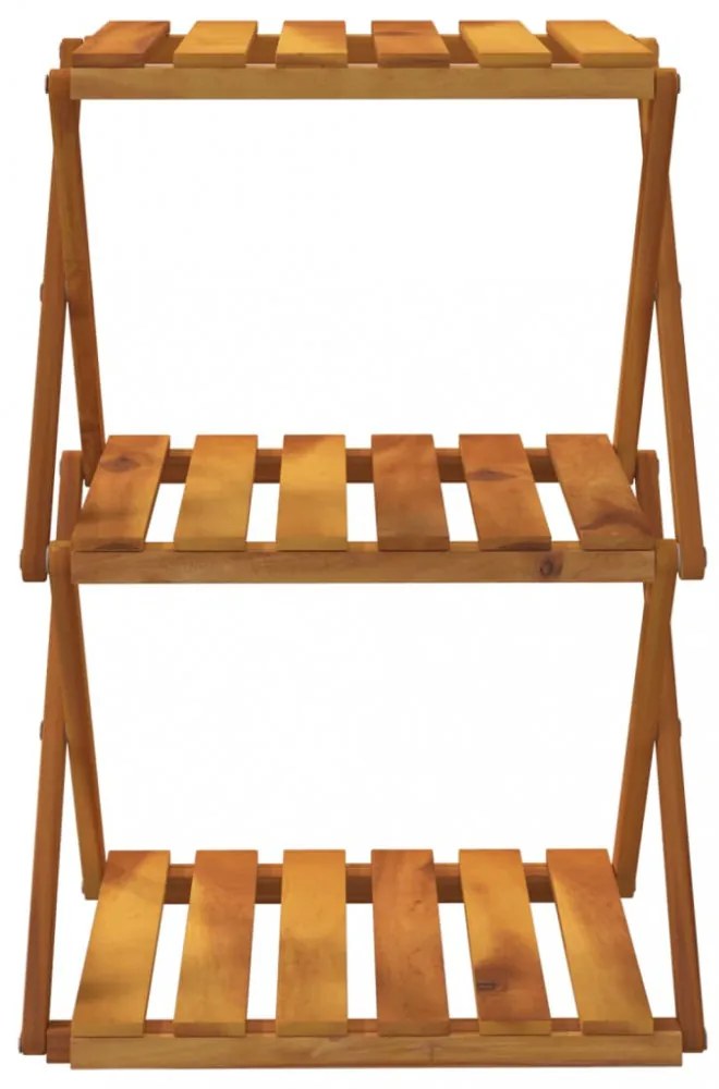 3 szintes barna tömör akácfa összecsukható polc 43 x 31 x 63 cm