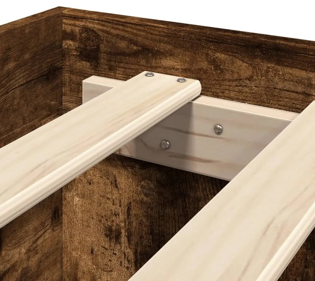 füstös tölgy színű szerelt fa ágykeret matrac nélkül 200x200 cm