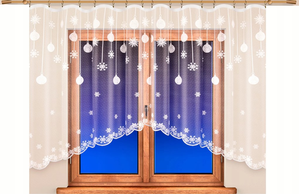 Mg Karácsonyi Függöny 4745 Bomba Ív fehér 300X150 kész Bt