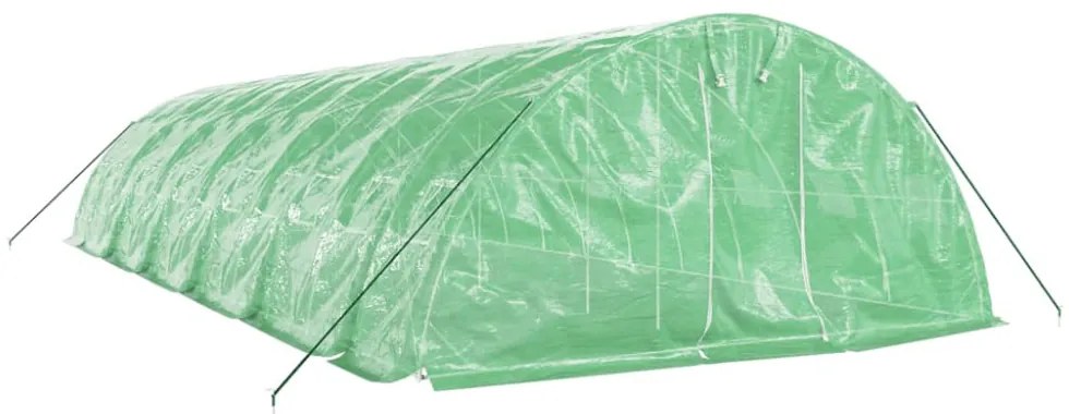 zöld acélvázas melegház 60 m² 12 x 5 x 2,3 m