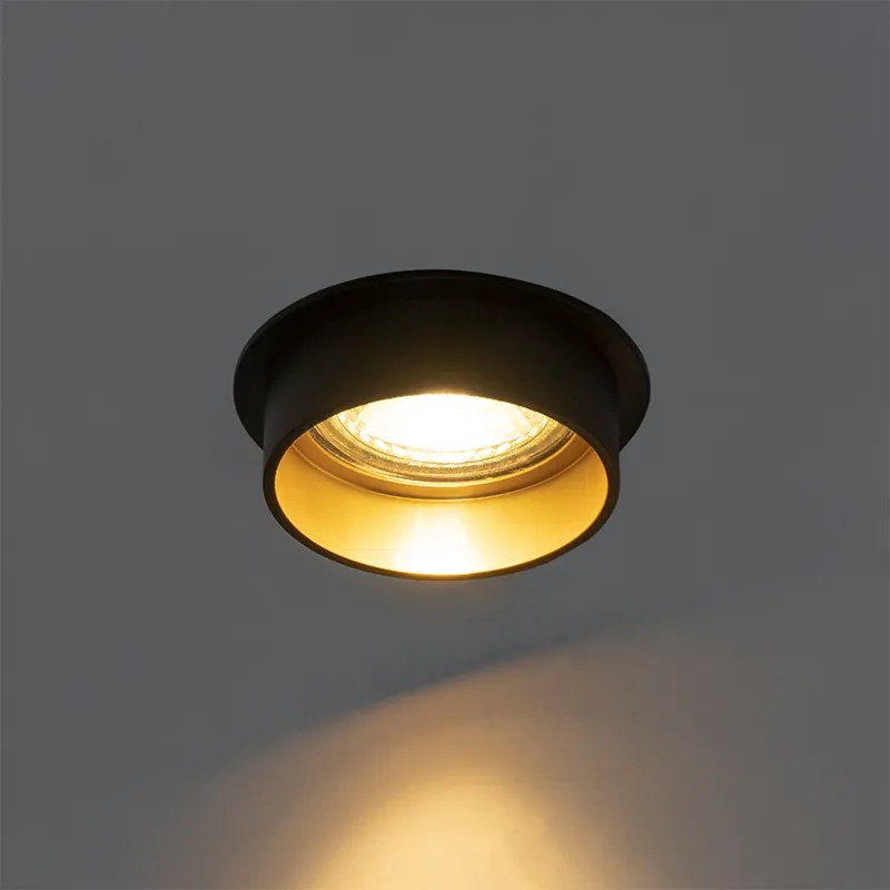 6 darabos modern, süllyesztett spotlámpa szett fekete, arany belsővel - Insta