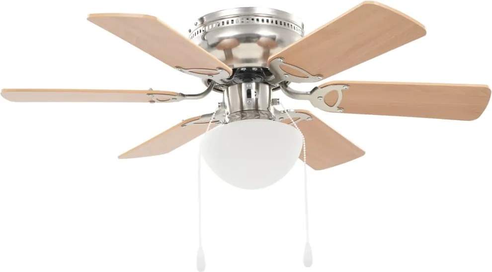 vidaXL díszes mennyezeti ventilátor lámpával 82 cm világosbarna