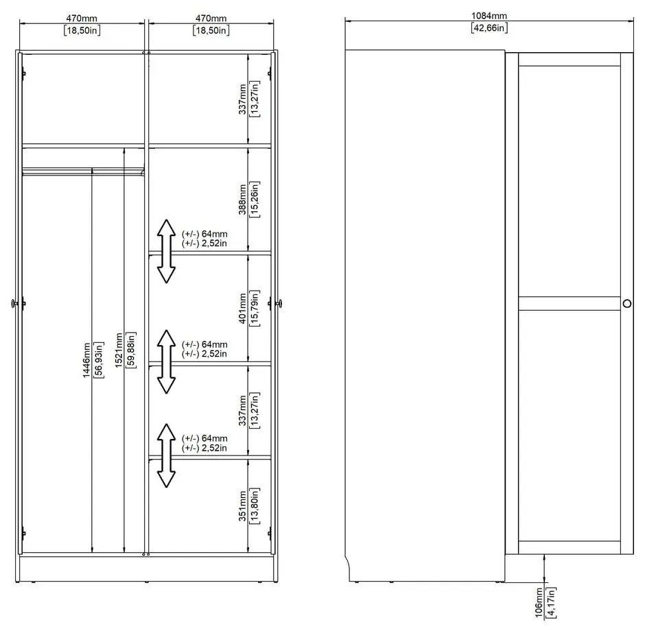 Natúr színű ruhásszekrény tölgyfa dekorral 99x200x62 cm Billund – Tvilum