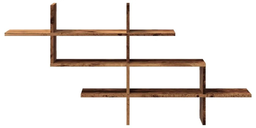 antik fa színű szerelt fa fali polc 124,5 x 18 x 60,5 cm