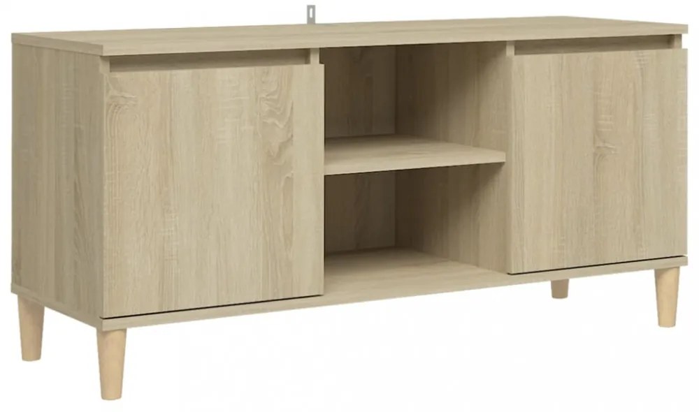 sonoma tölgy színű TV-szekrény tömör fa lábakkal 103,5x35x50 cm