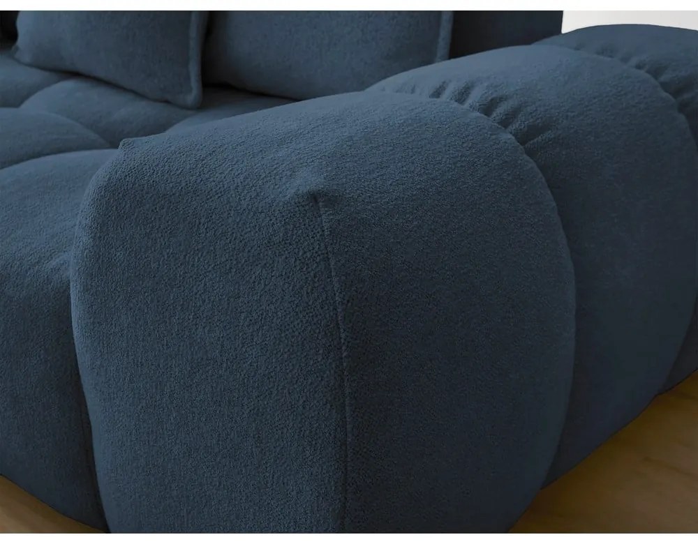 Sötétkék zsenília kinyitható-tárolóhelyes sarokkanapé (bal oldali-L alakú) Everest – Bobochic Paris