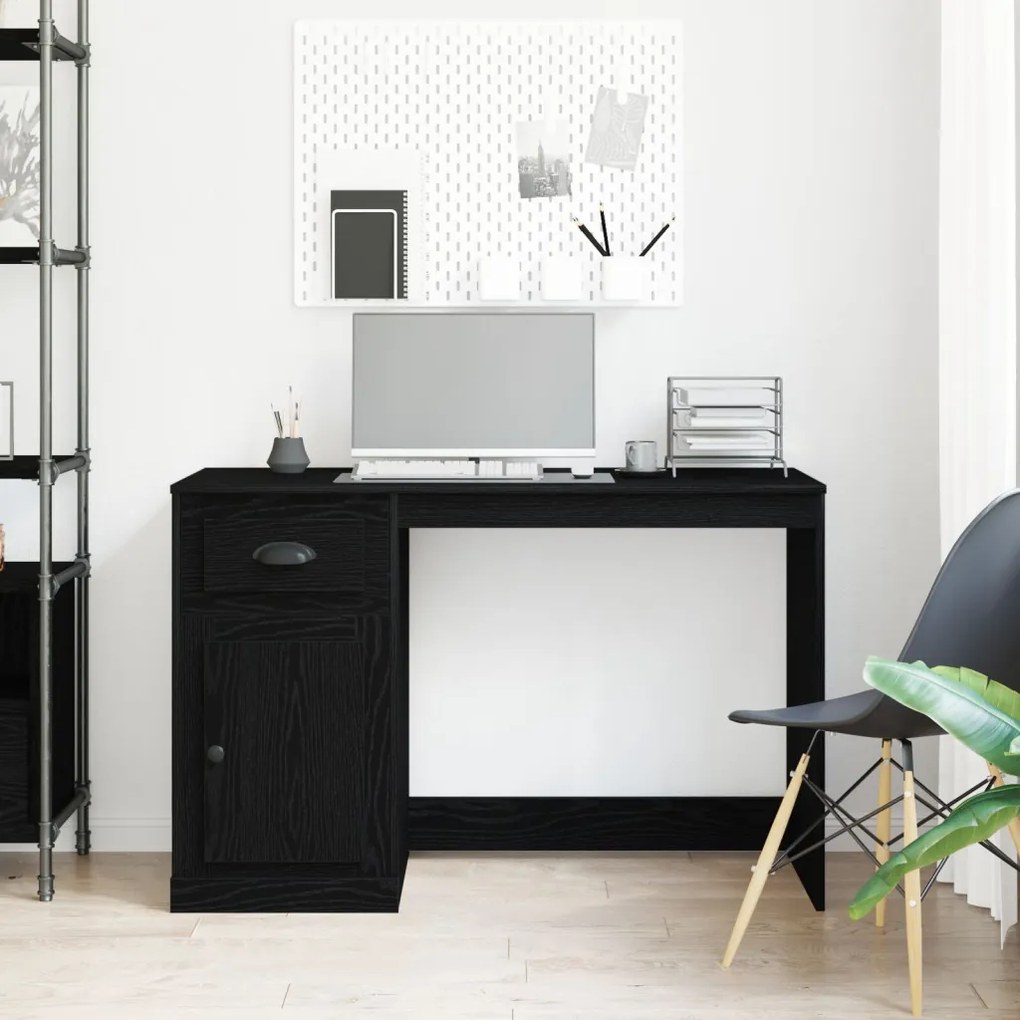 vidaXL Tárolós Asztal Fekete tölgy 50x115x75 cm Forgácslap
