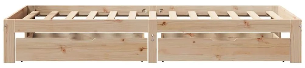 vidaXL tömör fenyőfa ágykeret fiókokkal 100 x 200 cm