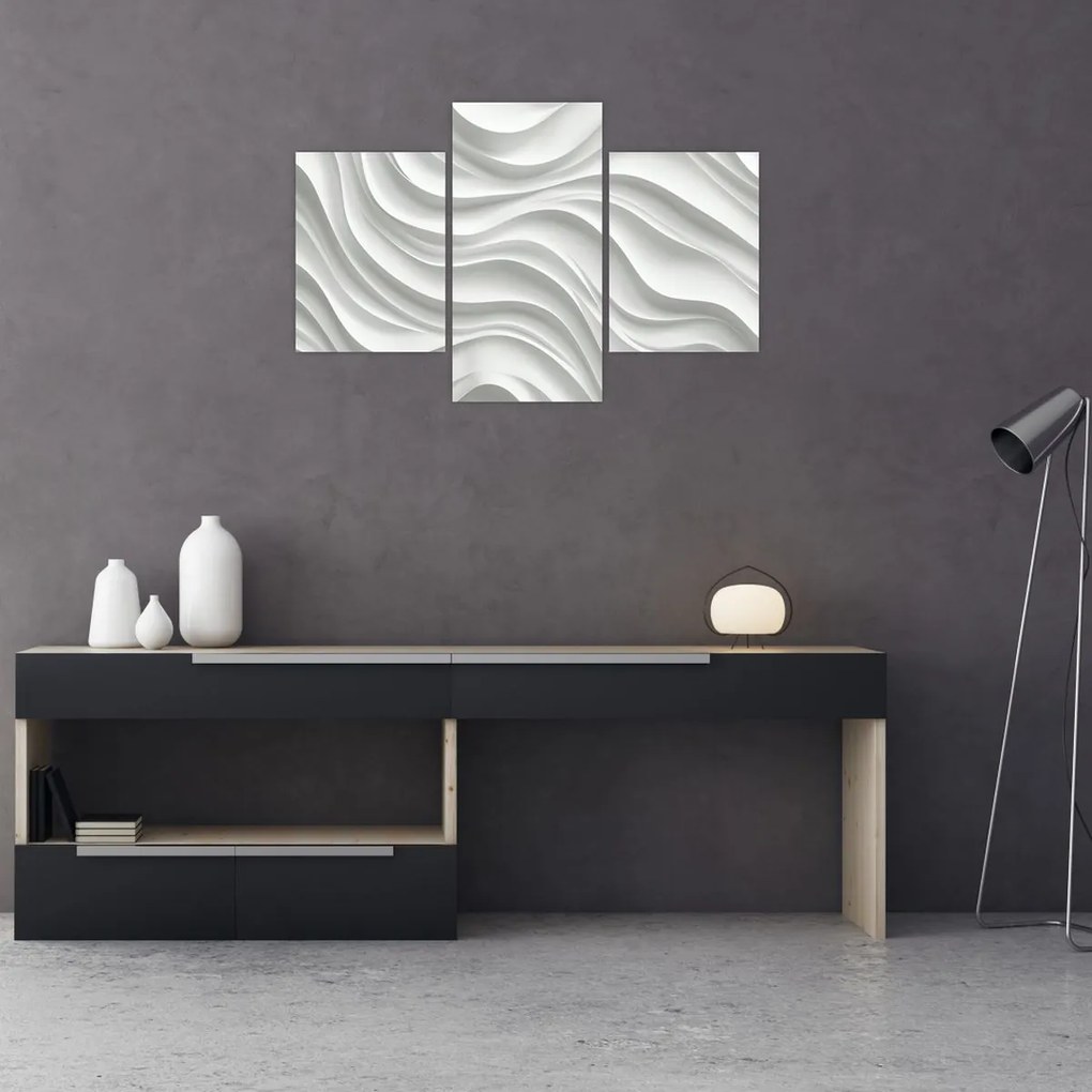 Kép - 3D fehér hullámok (90x60 cm)