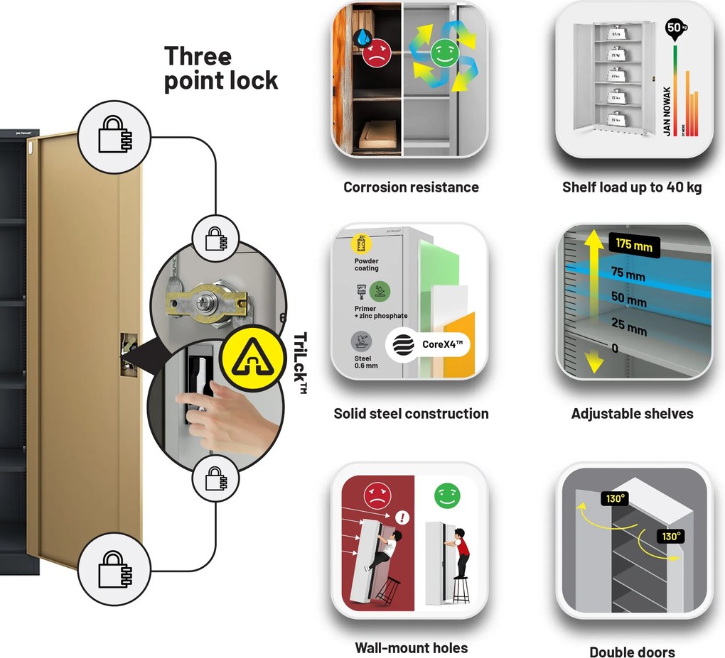 Fém irodai iratszekrény JAN II, Eco Design: antracit/dió