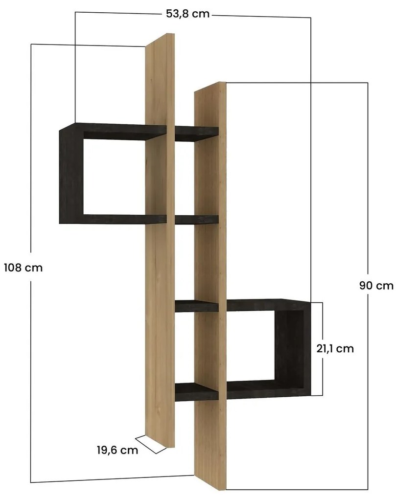 Fali polc Emse - Sapphire Oak, Anthracite