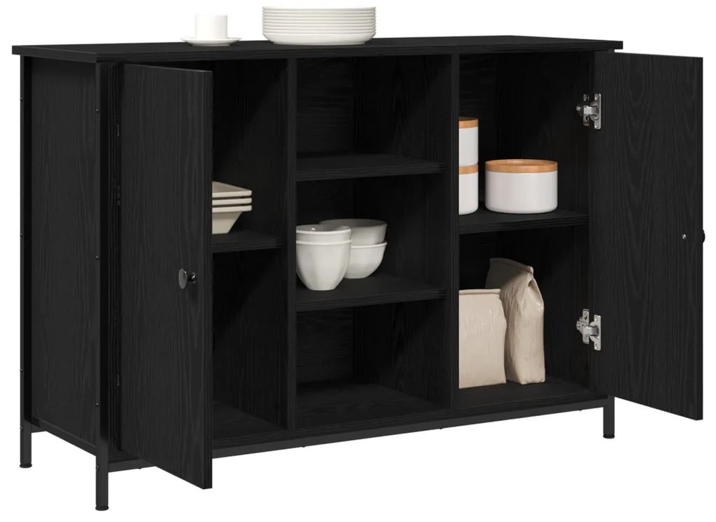 büfé fekete tölgy 100x35x70 cm mérnöki fa és acél