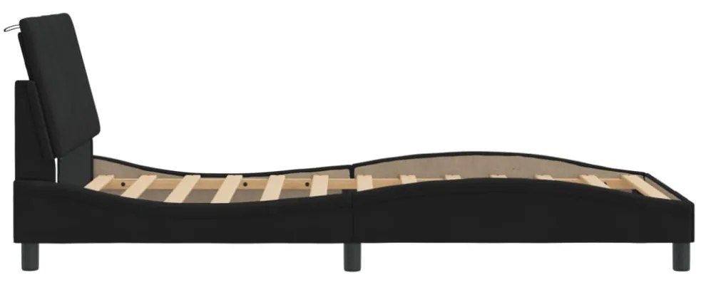 fekete bársony ágykeret LED-világítással 100 x 200 cm
