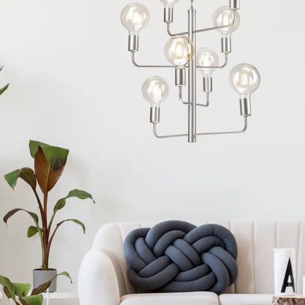 Csillár láncon ORLANDO 8xE27/60W/230V ezüst