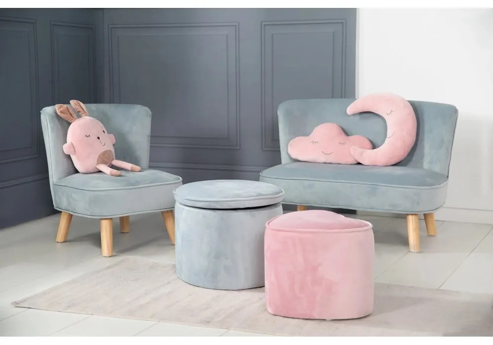 Világoskék bársony gyerek fotel Lil Sofa – Roba