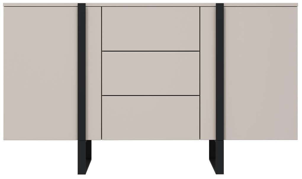 Verica 150 cm-es komód három fiókkal - kasmír / fekete lábak