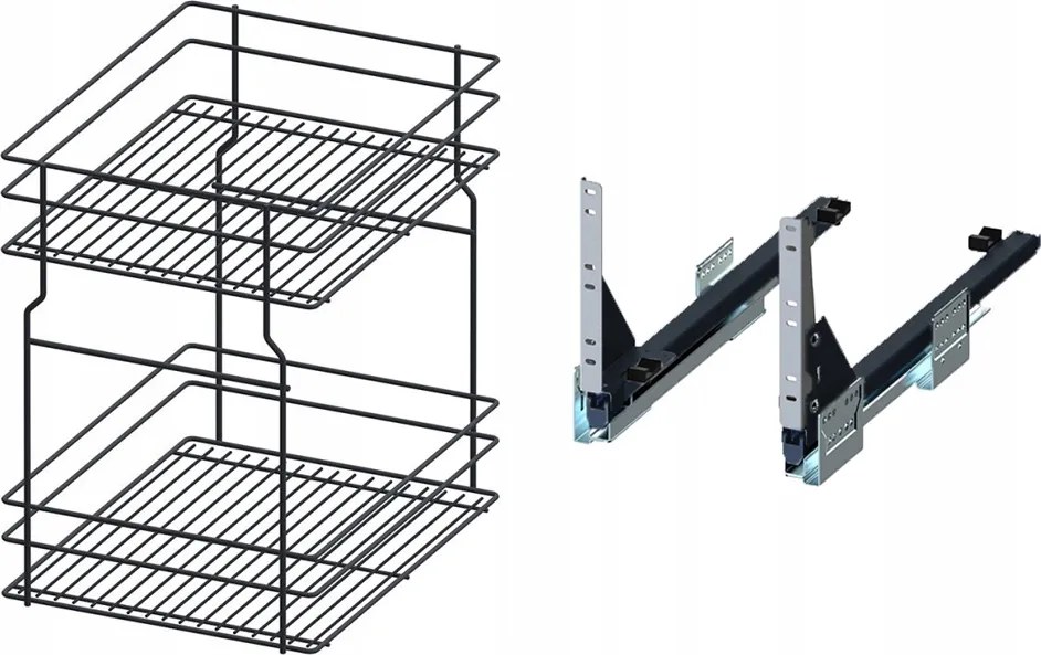 Cargo kosár alsó szekrényhez 40cm 400 Grafit 2p Rejs Push tip-on teljes kihúzás