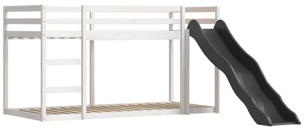 kék emeletes ágy csúszdával és függönnyel 90 x 200 cm