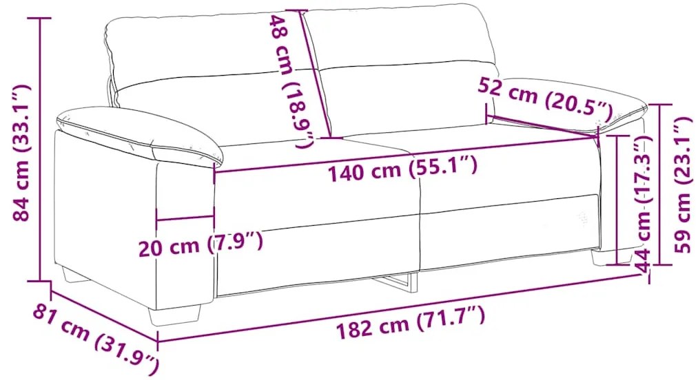 vidaXL kétszemélyes tópszínű szövet kanapé 140 cm