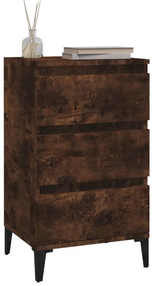 Füstös tölgy színű szerelt fa éjjeliszekrény 40x35x70 cm