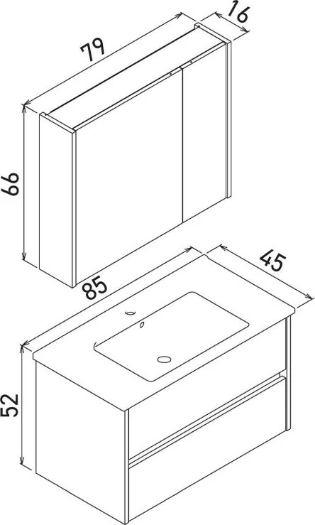 Arno mosdószekrény, 85 cm – TR785PNC1514