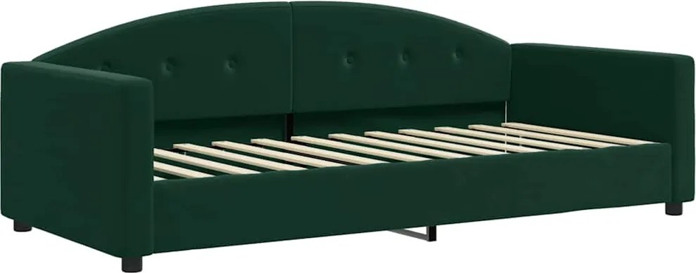 vidaXL sötétzöld bársony kanapéágy 90x200 cm