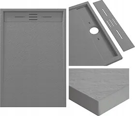 Szürke Téglalap Alakú Zuhanytálca 120 x 80 CM Viva Kompozit