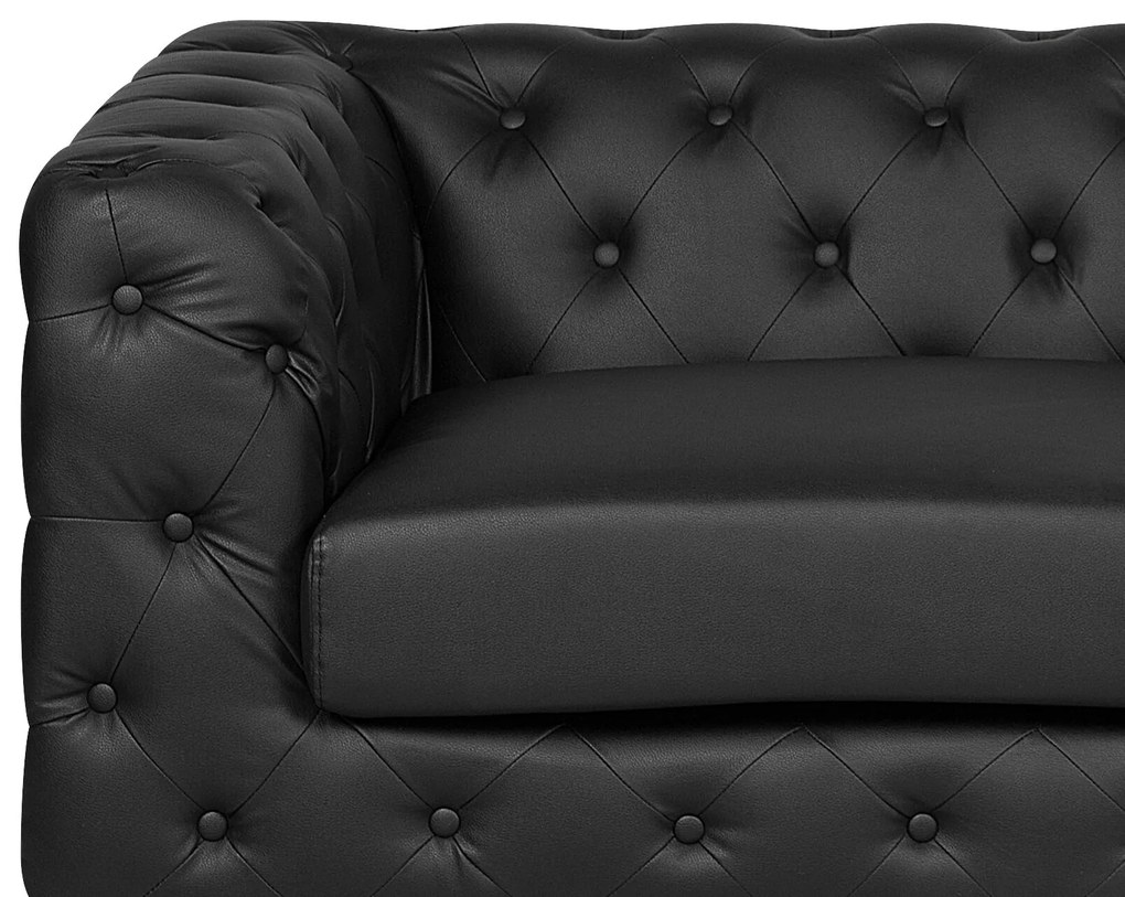 Chesterfield Stílusú Kétszemélyes Elegáns Műbőr Kanapé Fekete Színben VISSLAND Beliani