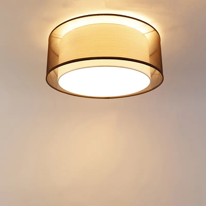 Modern mennyezeti lámpa barna fehérrel 50 cm 3-lámpás - Drum Duo