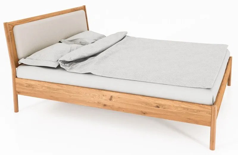 Tölgyfa franciaágy kárpitozott ágytamlával 180x200 cm Pola - The Beds