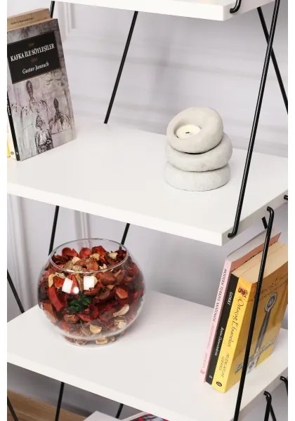 Könyvespolc BALABAN 165x48 cm fehér/fekete