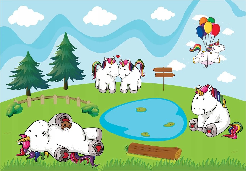 Unikornis szivárvány fotótapéta gyerekszobába vinil 312x219 +ragasztó