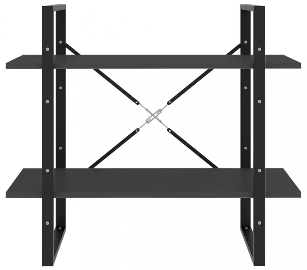 2-szintes szürke szerelt fa könyvszekrény 80 x 30 x 70 cm