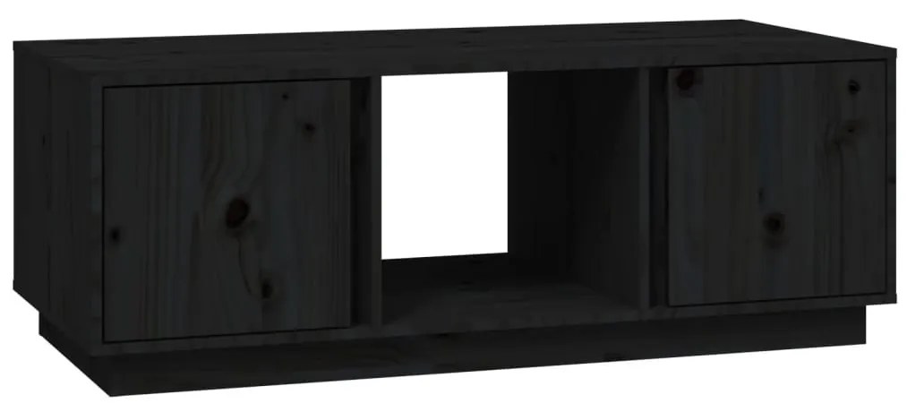 Fekete tömör fenyőfa dohányzóasztal 110x50x40 cm