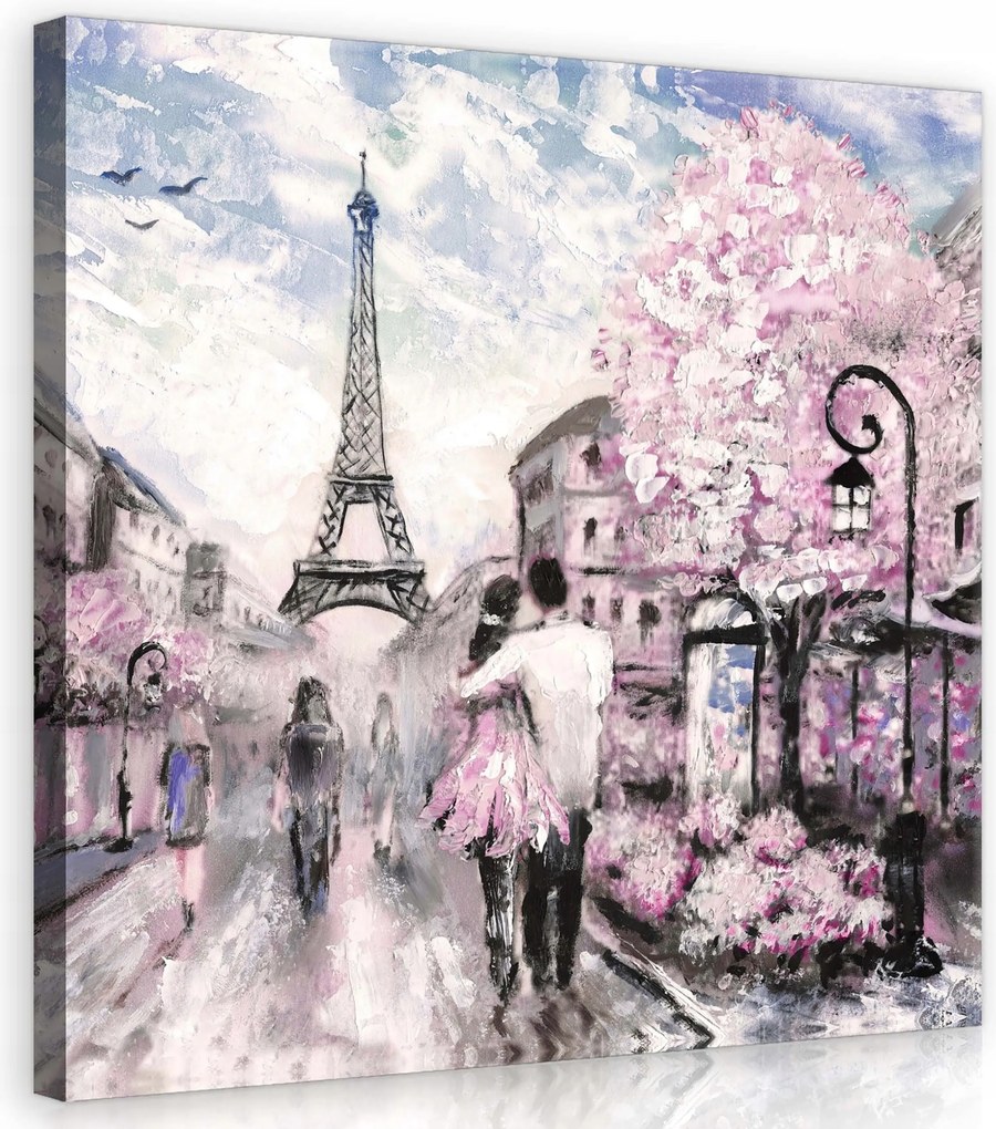 Vászonkép 40x40 Párizs Eiffel-torony romantika tavasz város séta pasztell