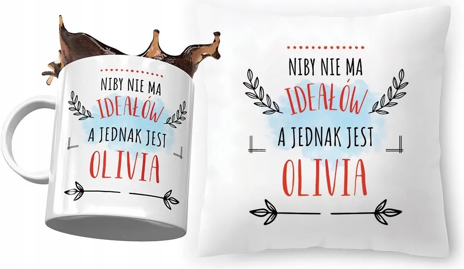 Olivia párna ajándék bögre szett fényképes nyomtatással