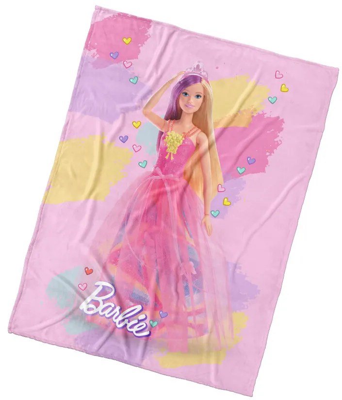Carbotex Barbie Szivárványos világ gyermek takaró, 130 x 170 cm