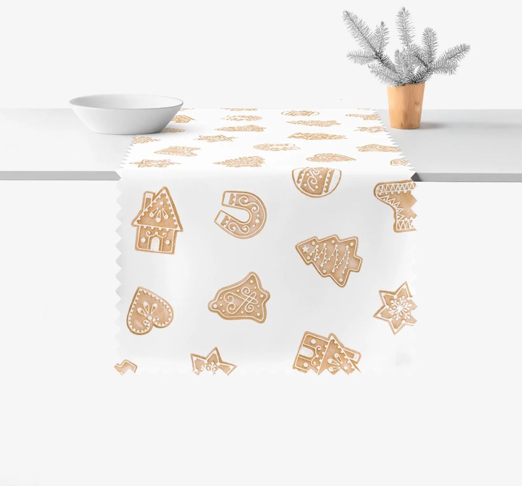 Goldea karácsonyi teflonbevonatú asztali futó - mézeskalácsok 35x120 cm