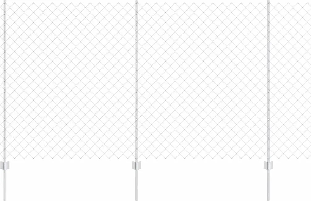 vidaXL Kerítés oszlopokkal Ezüst 1,4 x 10 m Acél